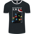 Meowy Christmas Tree Funny Cat Xmas Mens Ringer T-Shirt FotL Black/White