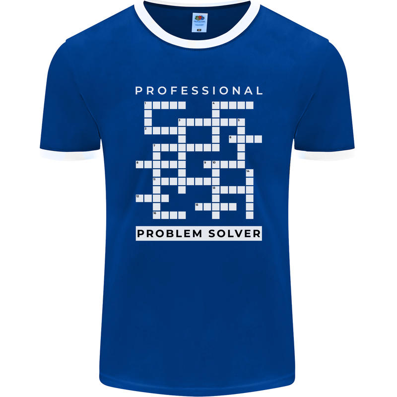 Professional Problem Solver Crossword Nerd Mens Ringer T-Shirt FotL Royal Blue/White