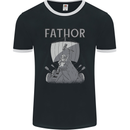 Fathor Funny Fathers Day Viking Ship Mens Ringer T-Shirt FotL Black/White