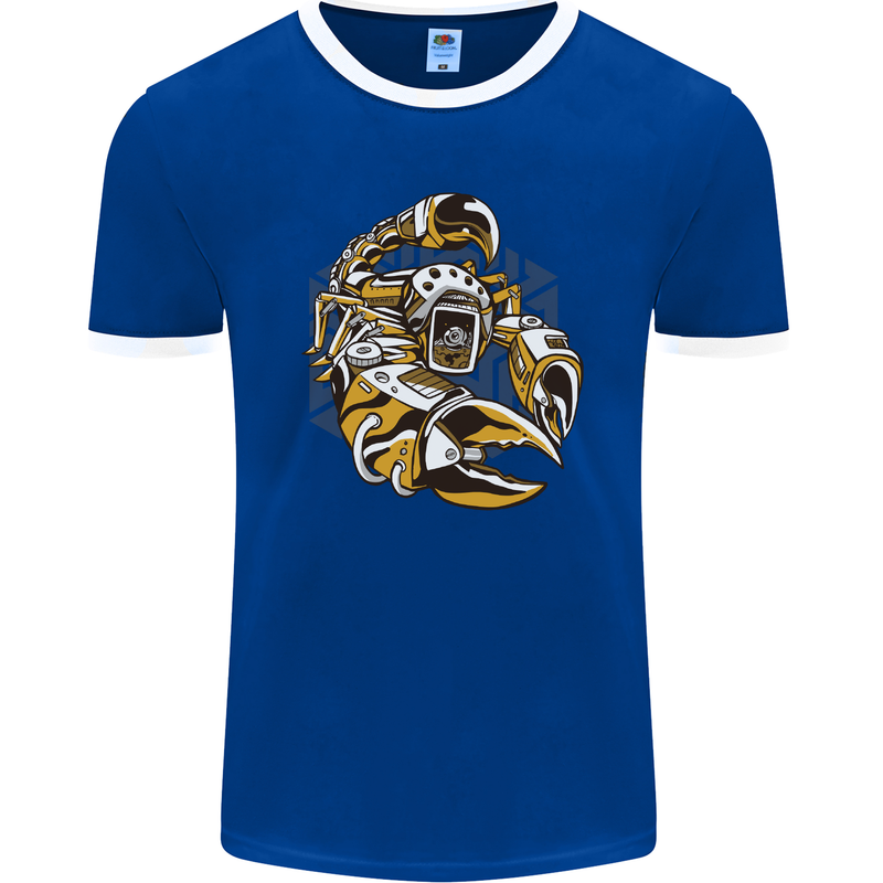 Steampunk Scorpion Mens Ringer T-Shirt FotL Royal Blue/White