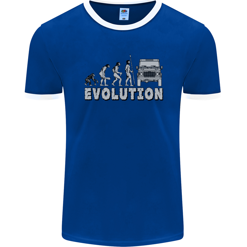 4X4 Evolution Off Road Roading Funny Mens Ringer T-Shirt FotL Royal Blue/White