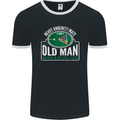 An Old Man With a Pool Cue Player Funny Mens Ringer T-Shirt FotL Black/White