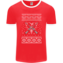 Huntsmath Christmas Hunting Funny Xmas Mens Ringer T-Shirt FotL Red/White