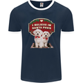 Christmas Maltese Funny Santa Paws Xmas Mens Ringer T-Shirt FotL Navy Blue/White