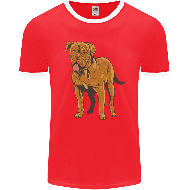 French Mastiff Dogue Bordeaux Dog Mens Ringer T-Shirt FotL Red/White