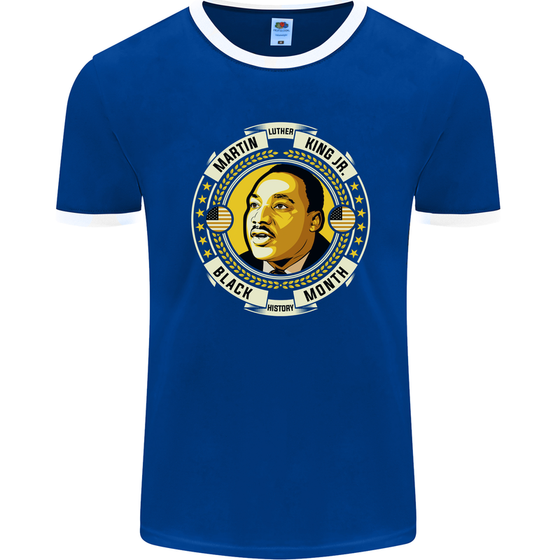 Martin Luther King Black History Month Mens Ringer T-Shirt FotL Royal Blue/White