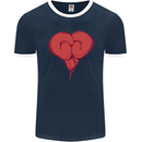 Heart Boxing Gloves Boxer MMA Muay Thai Mens Ringer T-Shirt FotL Navy Blue/White