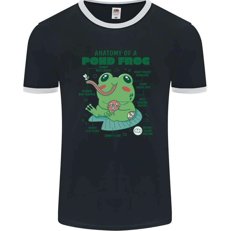 Anatomy of a Frog Funny Mens Ringer T-Shirt FotL Black/White