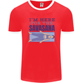 Funny Yoga Im Here For the Savasana Mens Ringer T-Shirt FotL Red/White