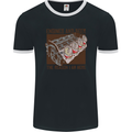 Engines & Beer Cars Hot Rod Mechanic Funny Mens Ringer T-Shirt FotL Black/White