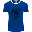 Cafe Racer Old Racing Motorcycle Biker Mens Ringer T-Shirt FotL Royal Blue/White