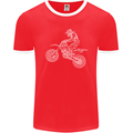 Motocross Line Drawing Dirt Bike MotoX Mens Ringer T-Shirt FotL Red/White