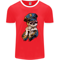 Policeman Skull Police Officer Force Mens Ringer T-Shirt FotL Red/White