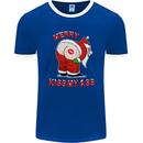 Merry Kiss My Ass Funny Christmas Rude Mens Ringer T-Shirt FotL Royal Blue/White