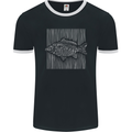 Carp Lines Fishing Fisherman Fish Angling Mens Ringer T-Shirt FotL Black/White