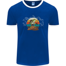 A Frog Hiking in the Mountains Trekking Mens Ringer T-Shirt FotL Royal Blue/White