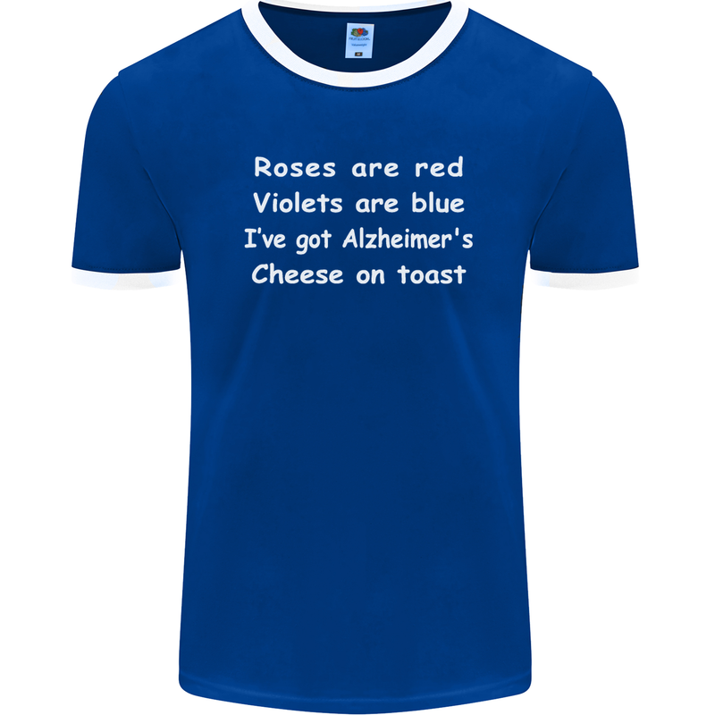 Alzheimers Cheese on Toast Funny Slogan Mens Ringer T-Shirt FotL Royal Blue/White