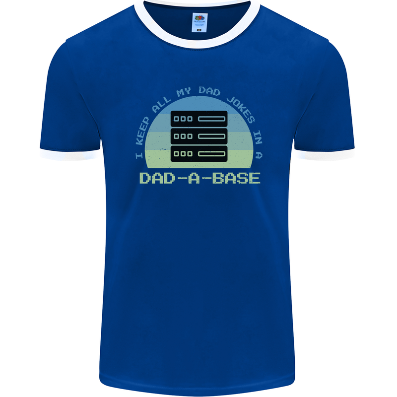 Dad a Base Funny Fathers Day Jokes Mens Ringer T-Shirt FotL Royal Blue/White