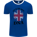 Britain Its in My DNA Funny Union Jack Flag Mens Ringer T-Shirt FotL Royal Blue/White