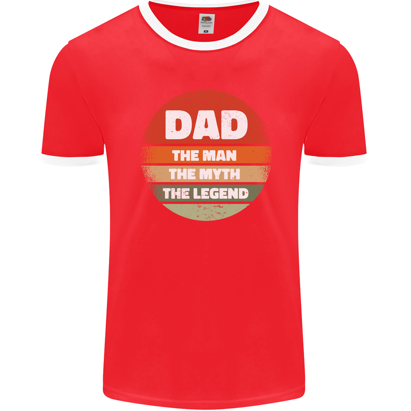 Father's Day Dad  the Man Myth Legend Funny Mens Ringer T-Shirt FotL Red/White