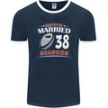 38 Year Wedding Anniversary 38th Rugby Mens Ringer T-Shirt FotL Navy Blue/White