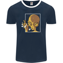 An Alien Smoking Weed Mens Ringer T-Shirt FotL Navy Blue/White