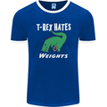 T-Rex Hates Weights Funny Gym Training Top Mens Ringer T-Shirt FotL Royal Blue/White