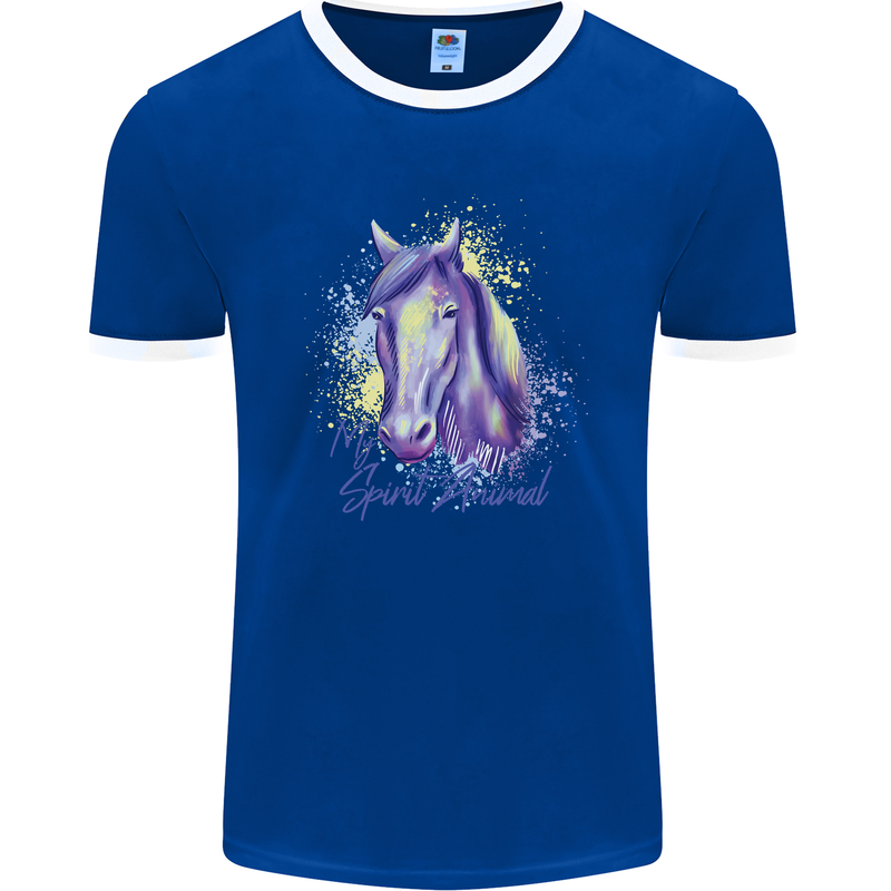 Horse Is My Spiritual Animal Equestrian Mens Ringer T-Shirt FotL Royal Blue/White