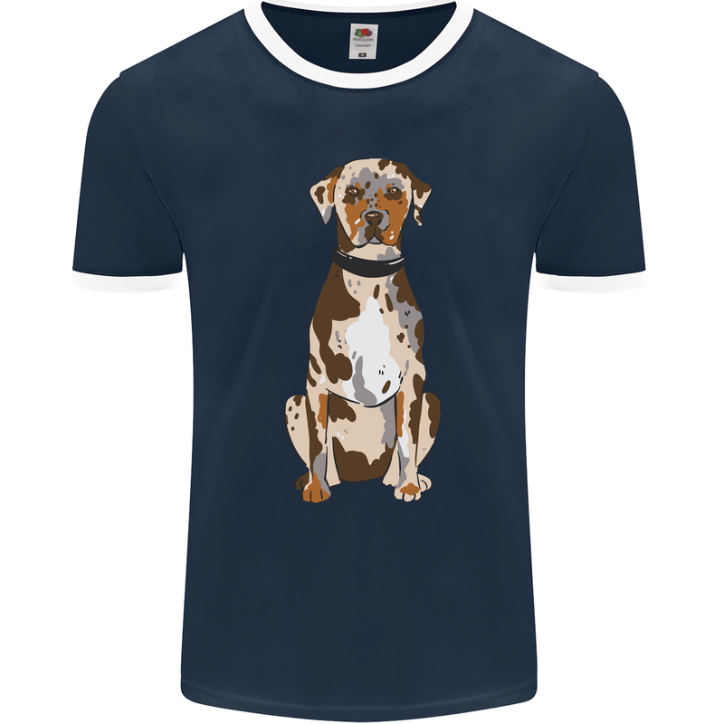 Catahoula Shepherd Dog Mens Ringer T-Shirt FotL Navy Blue/White