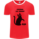 Personal Cat Servant Funny Pet Mens White Ringer T-Shirt Red/White