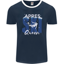 Apres Ski Queen Skiing Winter Sports Mens Ringer T-Shirt FotL Navy Blue/White