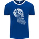 Viking Skull With Beard and Valknut Symbol Mens Ringer T-Shirt FotL Royal Blue/White