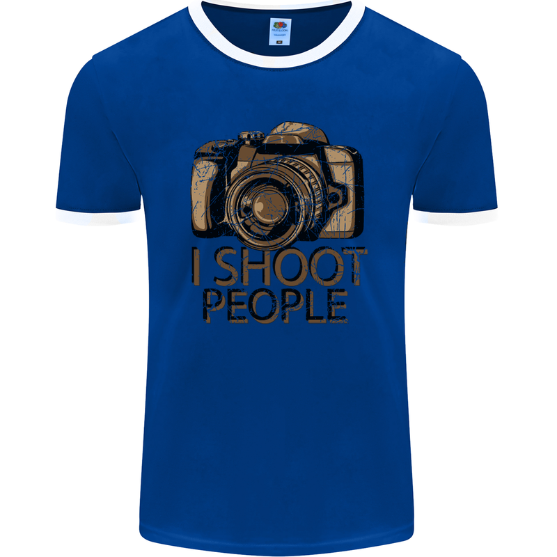 Photography I Shoot People Photographer Mens Ringer T-Shirt FotL Royal Blue/White