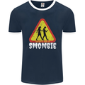 Smombie Antisocial Phone Addict Smartphone Mens Ringer T-Shirt FotL Navy Blue/White
