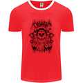 Lucky Dice Skull Motorbike Biker Motorcycle Mens Ringer T-Shirt FotL Red/White