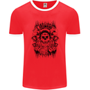 Lucky Dice Skull Motorbike Biker Motorcycle Mens Ringer T-Shirt FotL Red/White