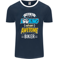 You're Looking at an Awesome Biker Mens Ringer T-Shirt FotL Navy Blue/White