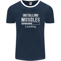 Installing Muscles Loading Gym Training Top Mens Ringer T-Shirt FotL Navy Blue/White