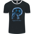 Rugby on the Brain Funny Union Player Mens Ringer T-Shirt FotL Black/White