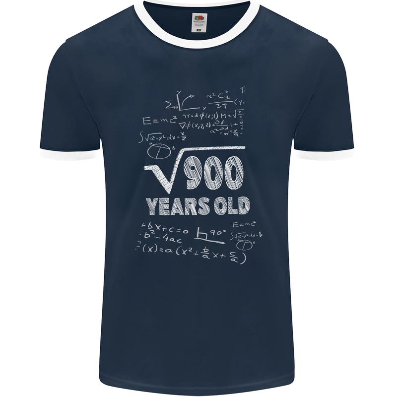 30th Birthday 30 Year Old Geek Funny Maths Mens Ringer T-Shirt FotL Navy Blue/White