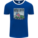 Mow Beer Funny Lawnmower Alcohol Gardening Mens Ringer T-Shirt FotL Royal Blue/White