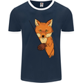 An Orange Fox Illustration Mens Ringer T-Shirt FotL Navy Blue/White