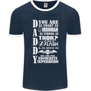 Daddy's Favourite Superhero Father's Day Mens Ringer T-Shirt FotL Navy Blue/White