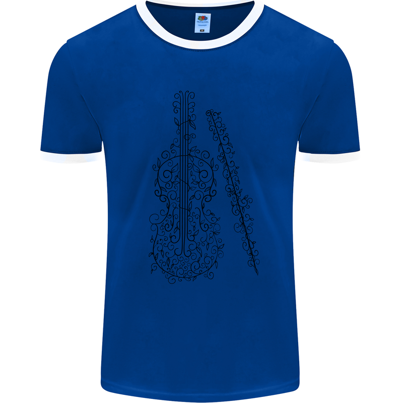 A Violin Cello Mens Ringer T-Shirt Royal Blue/White