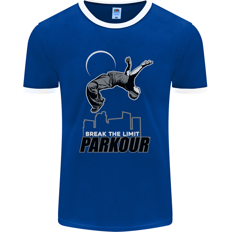 Parkour Free Running Break the Limit Mens Ringer T-Shirt FotL Royal Blue/White