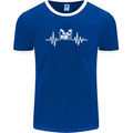 Drum Kit Pulse ECG Drum Drummer Drumming Mens Ringer T-Shirt FotL Royal Blue/White