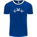 Drum Kit Pulse ECG Drum Drummer Drumming Mens Ringer T-Shirt FotL Royal Blue/White