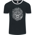 Funny Hipster Lion Mens Ringer T-Shirt FotL Black/White