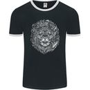 Funny Hipster Lion Mens Ringer T-Shirt FotL Black/White