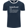 Teacher Maths English Science Sport Funny Mens Ringer T-Shirt FotL Navy Blue/White